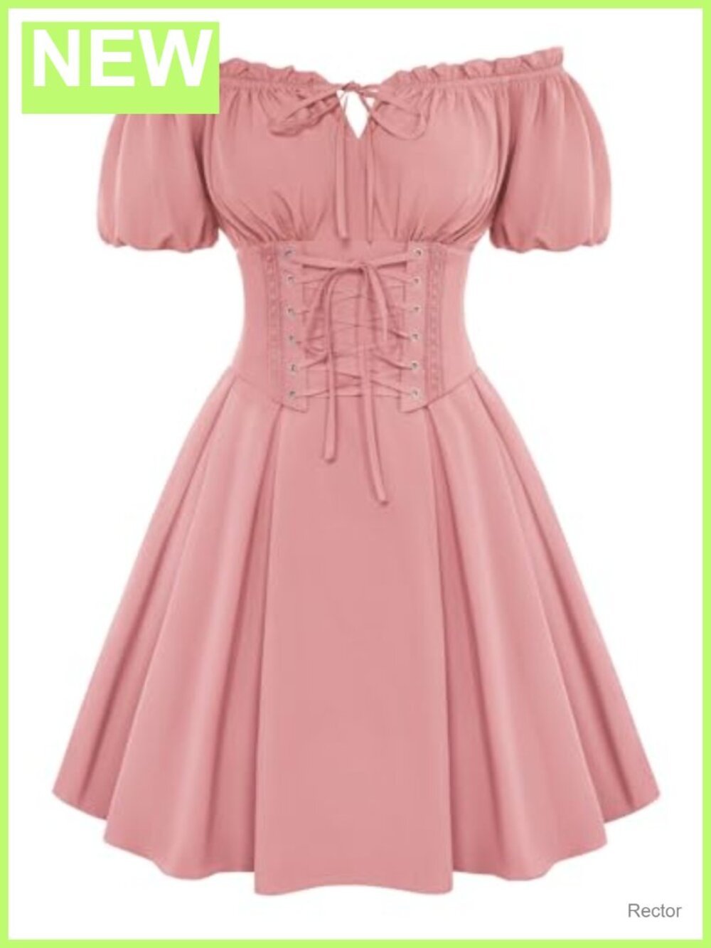 Renaissance Corset Mini Dress Off Shoulder Puff Sleeve Lace Up Smocked Back